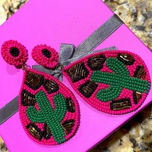 Leopard Cactus Teardrop Earrings.